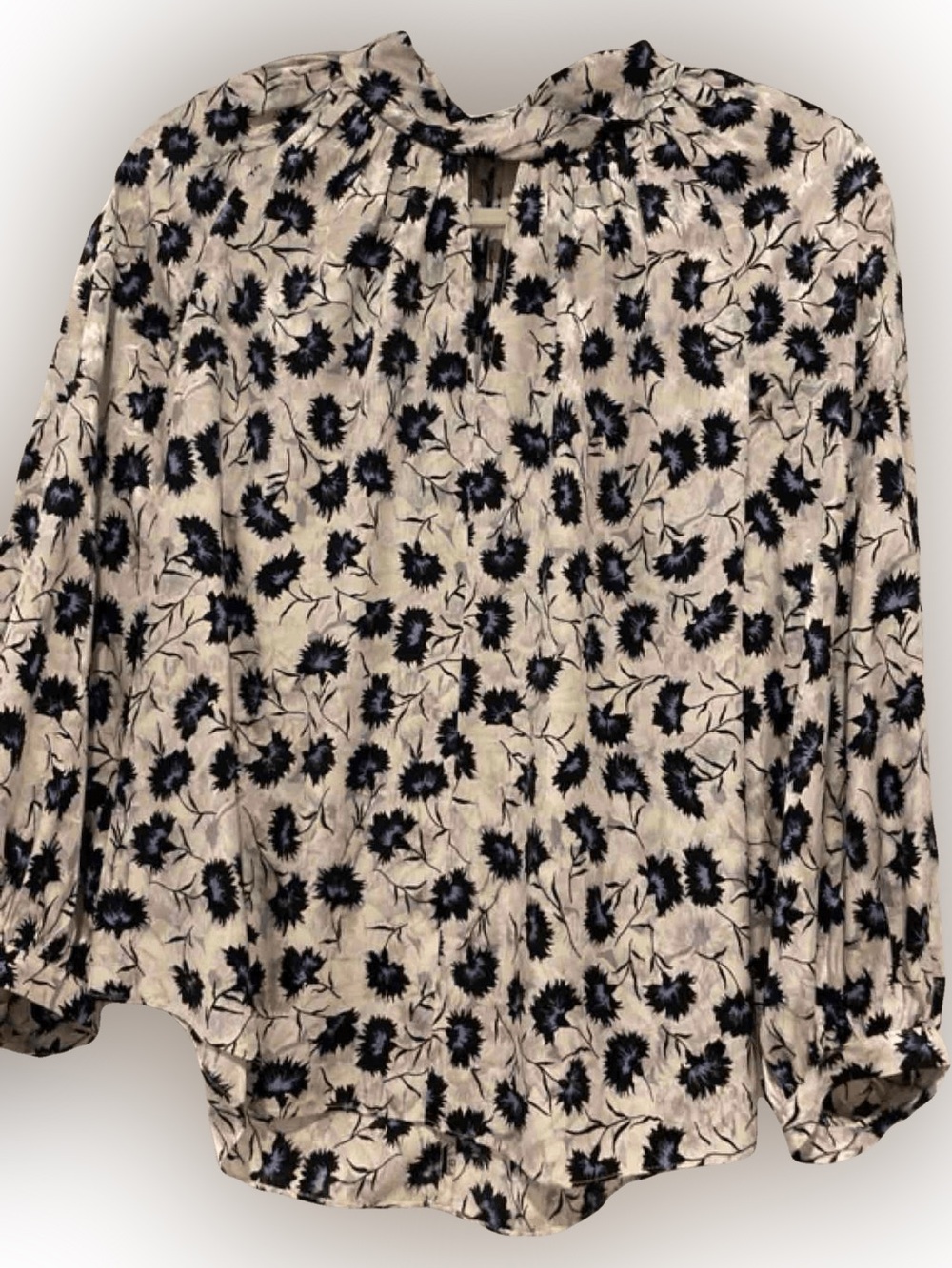 Rebecca Taylor Black Floral Blouse on Cream